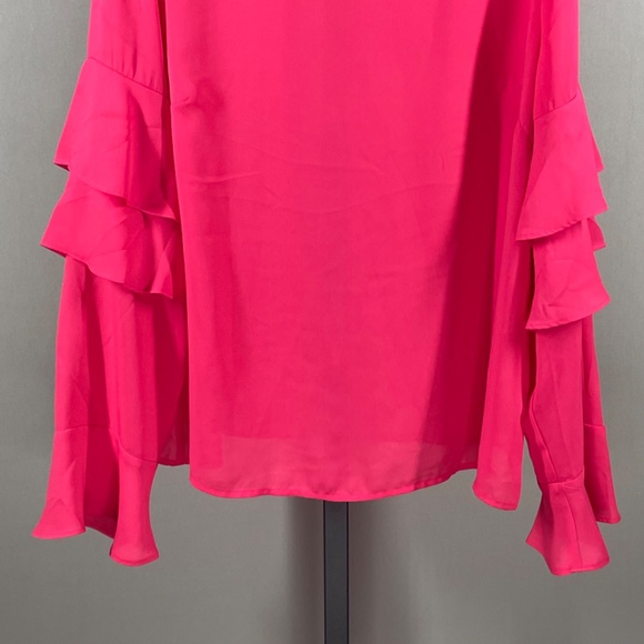 NEW Banana Republic Shirt Womens Medium pink ruffle blouse preppy colorful - Picture 3 of 9